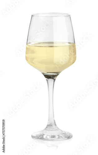 Tasty wine in glass isolated on white