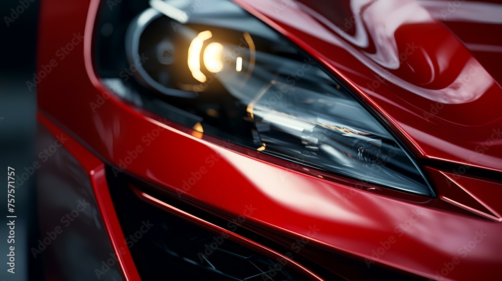 Close-up of the headlight of a modern sports car.

