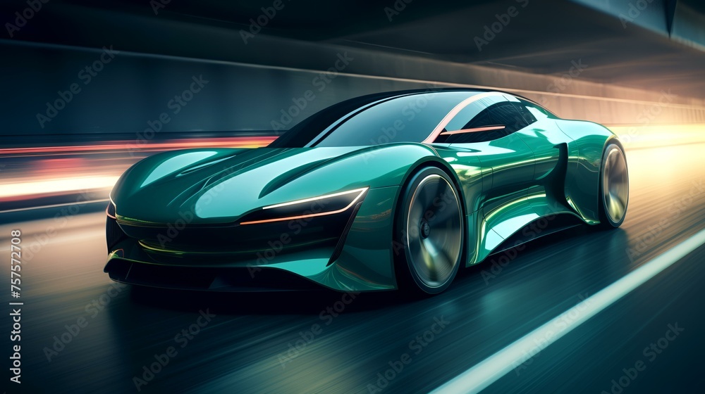 Futuristic Electric Vehicle (EV) Car or Luxury Sports Car: Fast Vehicle