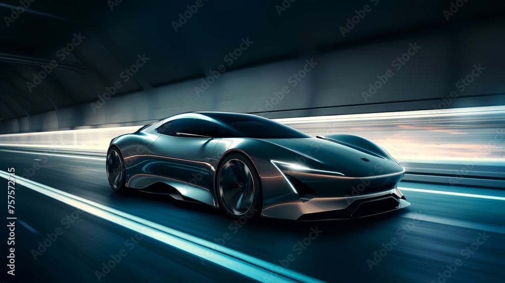 Futuristic Electric Vehicle (EV) Car or Luxury Sports Car: Fast Vehicle
