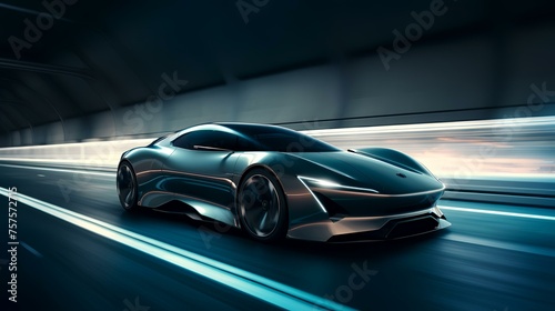 Futuristic Electric Vehicle  EV  Car or Luxury Sports Car  Fast Vehicle