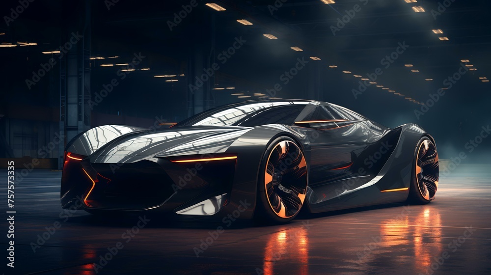 Futuristic Concept: High-Speed Black Sports Car