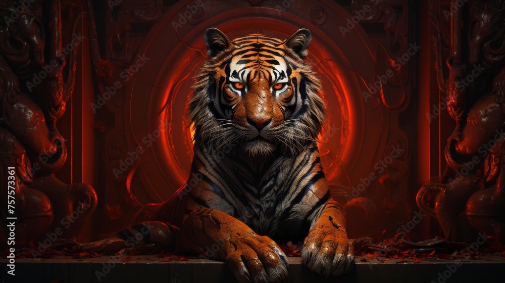 Fiery Majesty Regal Tiger's Intense Gaze