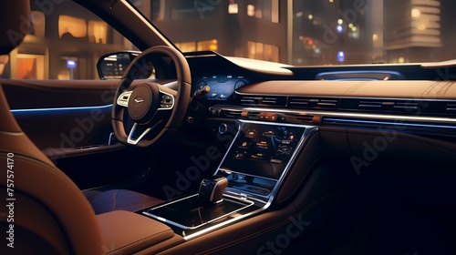 Refined Elegance: Modern Luxury Car Interior Details - Generative Artistry photo
