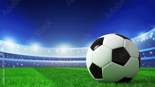 illustration of a ball on the grass of a football stadium field