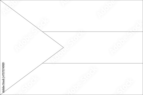 Palestine flag - thin black vector outline wireframe isolated on white background. Ready for colouring. photo