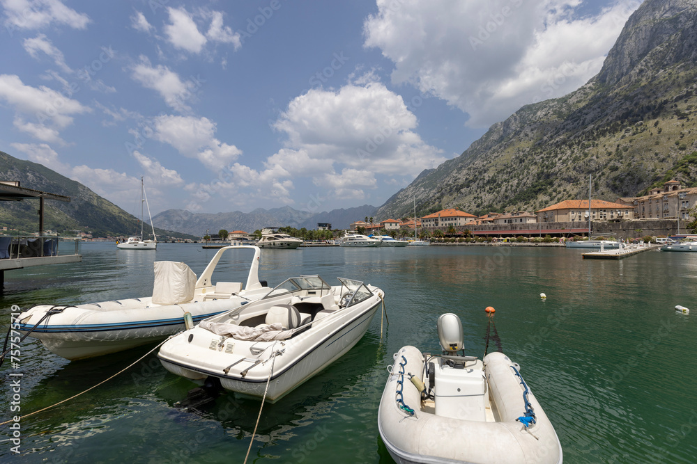 Picturesque Port of Kotor, located on the coast of the Adriatic Sea, Kotor, Montenegro