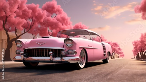 Vintage Car Pink Model 8k 4k Photorealistic