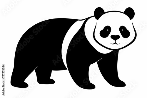 panda silhouette on white background