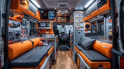 A look inside mobile ambulance unit, showcasing cutting-edge technology for emergency response photo