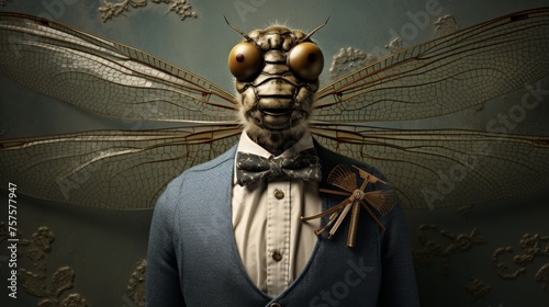 Stylish Dragonfly Sophisticated Dragonfly in a Tailored Vest and Tie © Muhammad