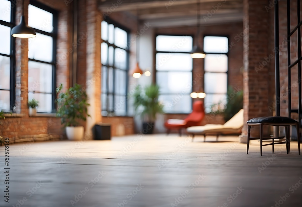 Blurred image of an urban loft, generative AI Blurred image of an urban loft, generative AI