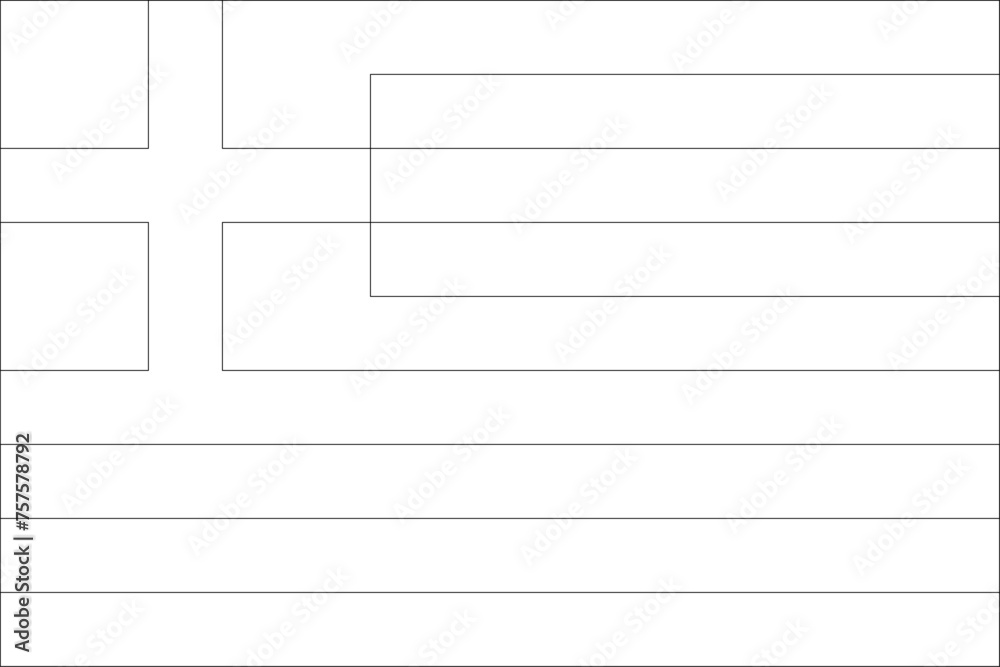 Greece flag - thin black vector outline wireframe isolated on white background. Ready for colouring. Greece flag - thin black vector outline wireframe isolated on white background. Ready for colouring.