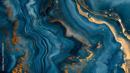 Abstract Blue and Gold Marble Texture for Creative Design