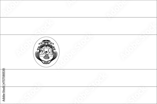 Costa Rica flag - thin black vector outline wireframe isolated on white background. Ready for colouring.