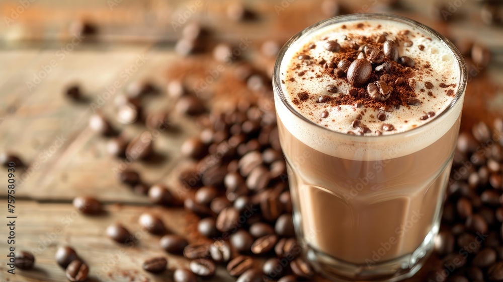 coffee latte with coffee beans coffee latte with coffee beans