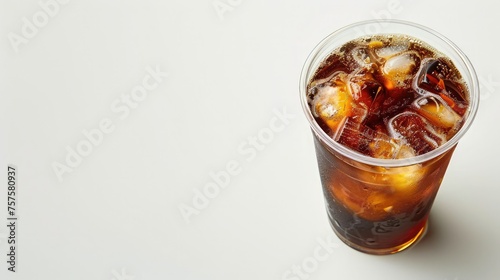 Cold Brew Iced Coffee In A Clear Cup On A White Background