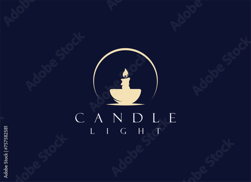Candle light logo. Silhouette candle logo design for shop branding.