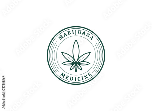 Medical leaf marijuana, cannabis logo design vector