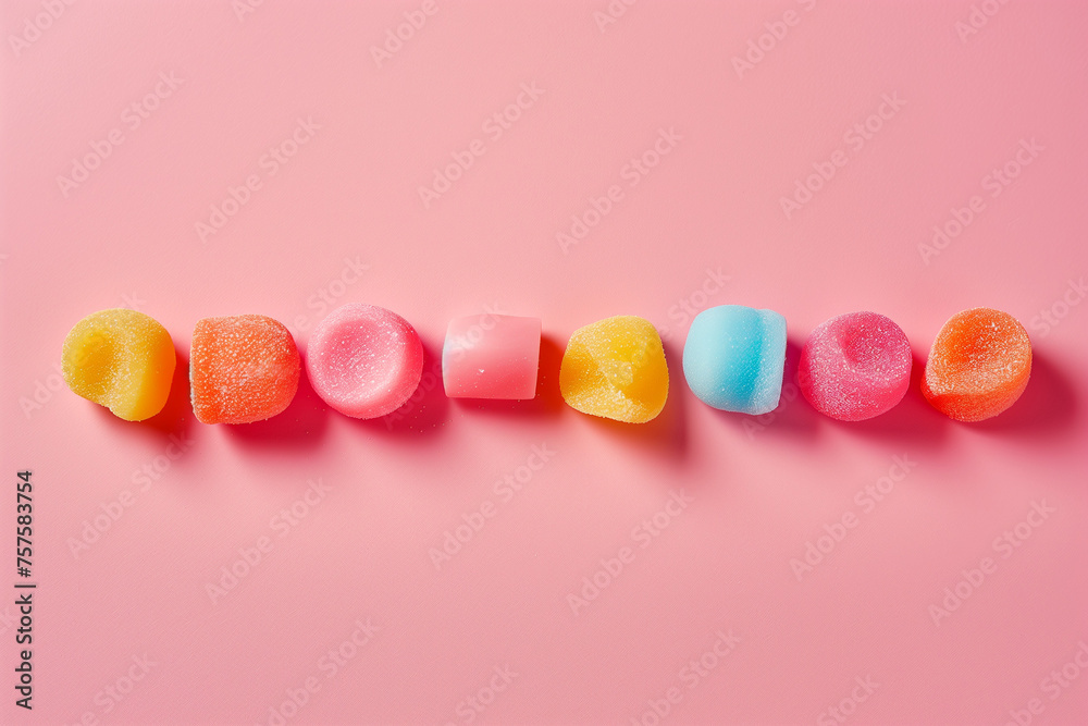 jelly beans on pink background