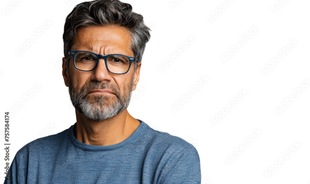 Portrait of a middle-aged man dressed in casual clothes with glasses looking for the camera. Portrait of a middle-aged man dressed in casual clothes with glasses looking for the camera.
