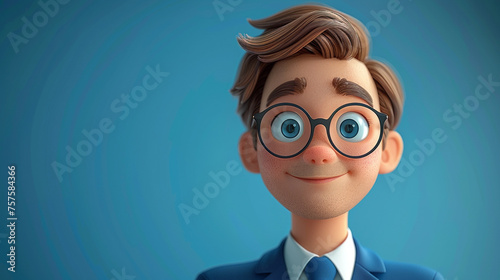Cartoon businessman on a blue background