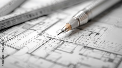 An Architect is Designing blueprints and schematics for buildings or structures