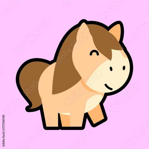 Simple Vector Cute Horse For Kids 
