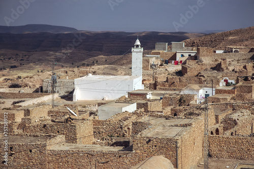 View of party abandoned Toujane Berber village near Matmata city, Kebili Governorate, Tunisia photo