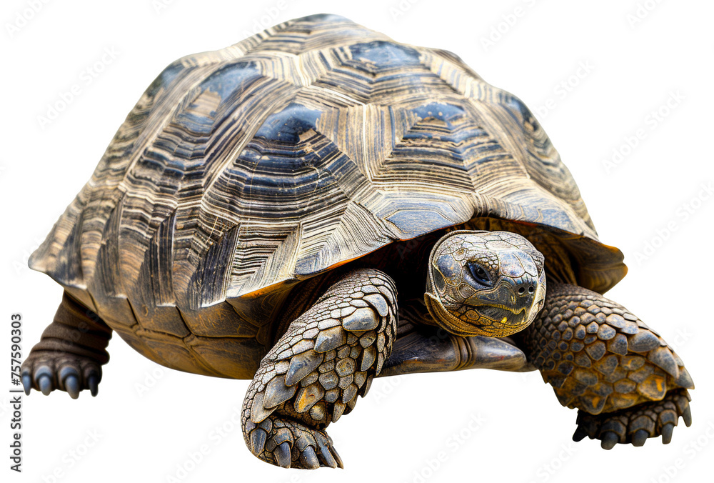 Obraz premium Large tortoise with detailed shell, cut out - stock png.