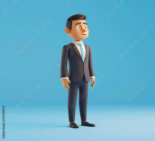 3d cartoon character of office man, generative ai