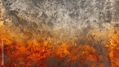 Warm burnt orange and ash grey textured background, symbolizing warmth and balance. © furyon