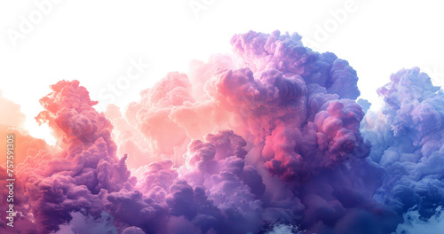 Surreal pink and blue clouds in a dramatic sky, cut out - stock png.