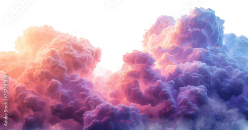 Surreal pink and blue clouds in a dramatic sky, cut out - stock png. photo