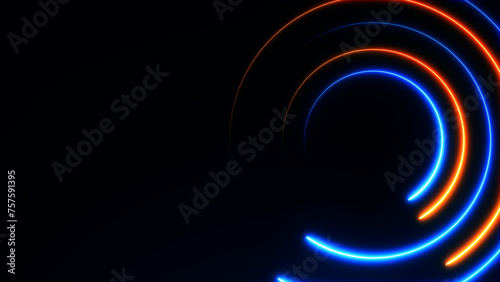 Abstract background with glowing neon circles  photo