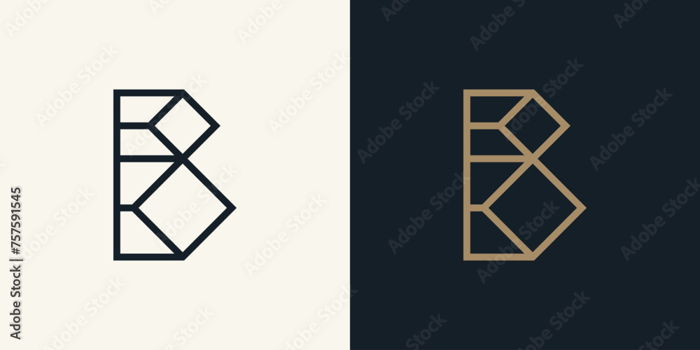 Abstract letter B stone diamond line icon luxury logo Abstract letter B stone diamond line icon luxury logo