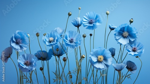 Blue Cornflowers on Vibrant Blue Background