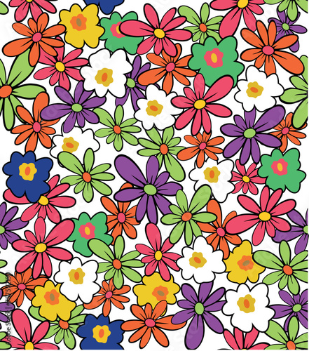 Colorful illustration of floral pattern in vector. Art in a simple and uncluttered style.