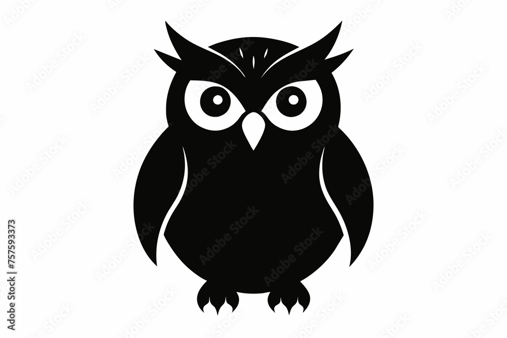 owl silhouette and black on white background owl silhouette and black on white background