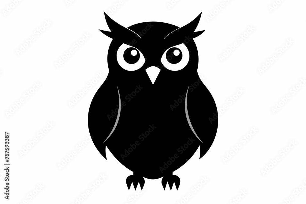 owl silhouette and black on white background owl silhouette and black on white background