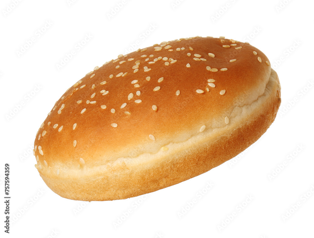 One fresh hamburger bun isolated on white One fresh hamburger bun isolated on white