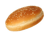 One fresh hamburger bun isolated on white
