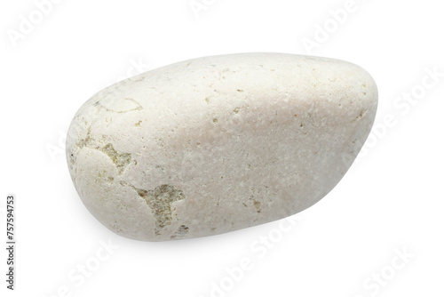 One light stone isolated on white, top view