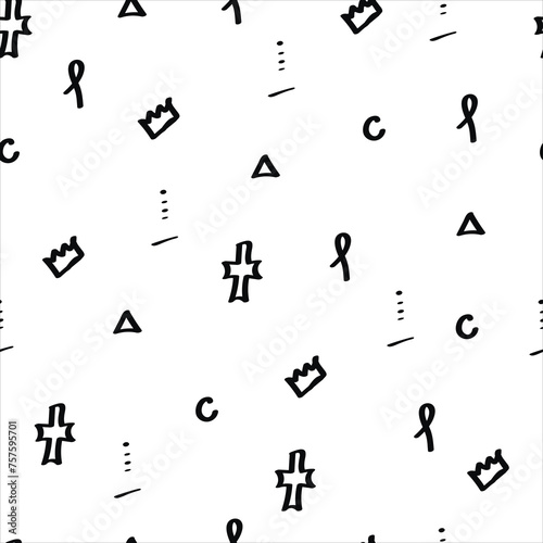 Black icons on a white background. Vector illustration  endless pattern