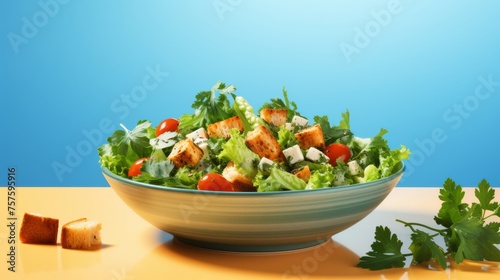 Blue Plate Special Caesar Salad on White Bowl