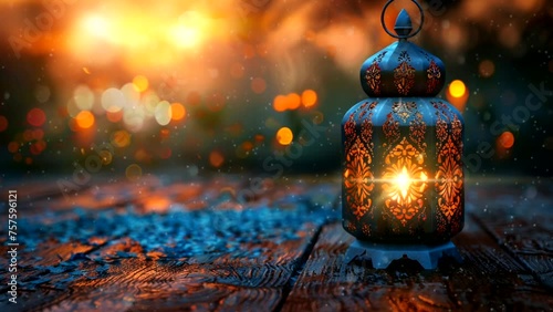 Rustic beautiful antique lantern. Animated background. 24 seconds. Loop animation. photo