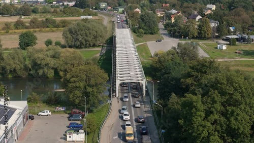 Beautiful Landscape Bridge River San Jaroslaw Aerial View Poland photo