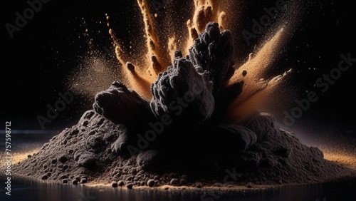 abstract texture of coal dust in black and brown color photo