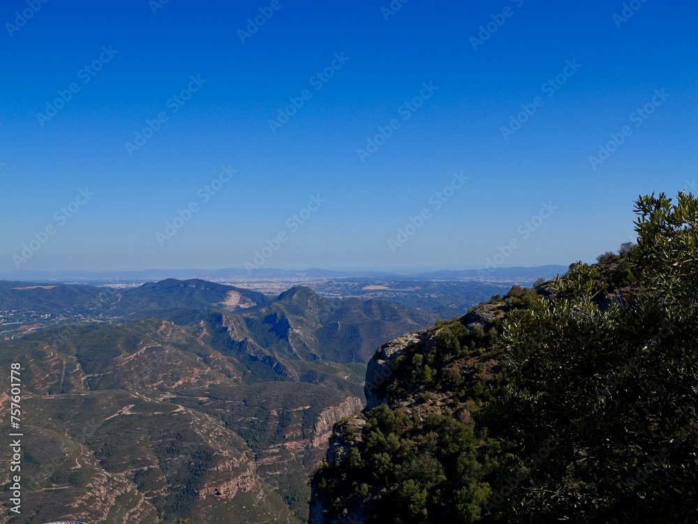 Montserrat View Point , the Santa Maria de Montserrat Abbey, Montserrat, Monistrol de Montserrat, Barcelona, Spain
