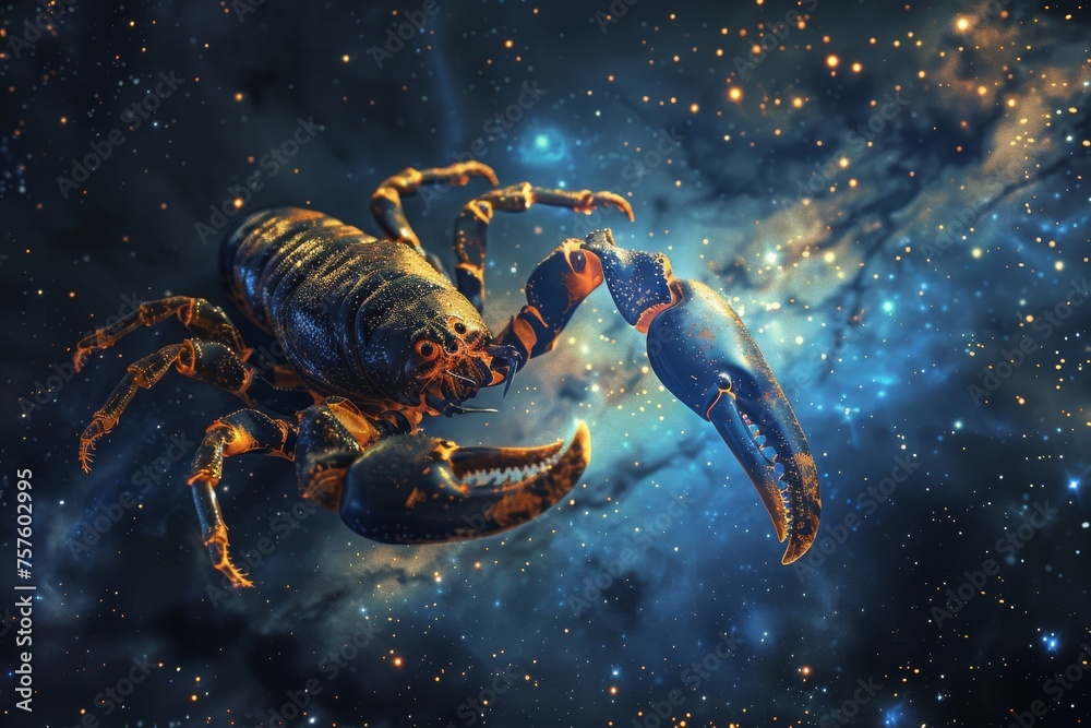 Scorpio Zodiac Sign, Horoscope Symbol, Magic Astrology Scorpion, Scorpio in Fantastic Night Sky